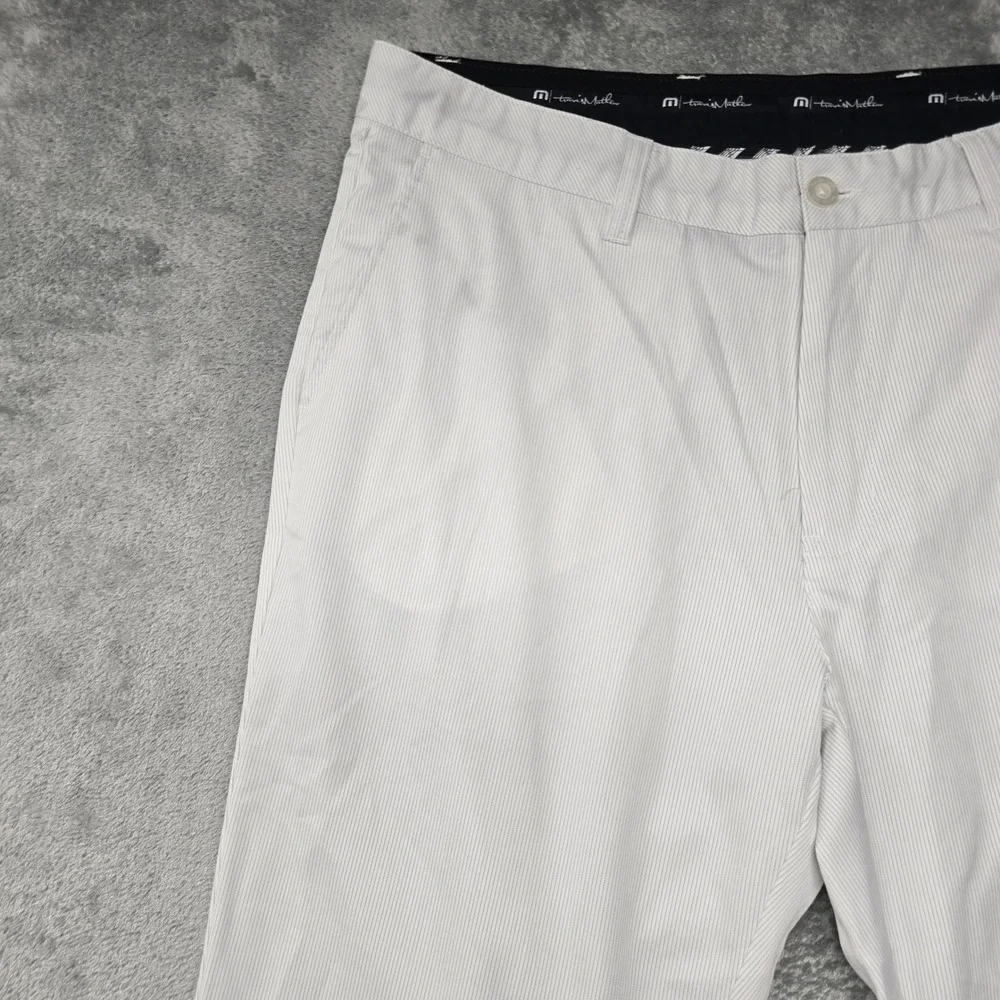 Travis Mathew Golf Pants Mens 38x34 White Micro Stripe Performance Stretch